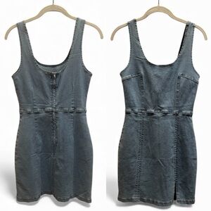Denim Sleeveless front zip Dress